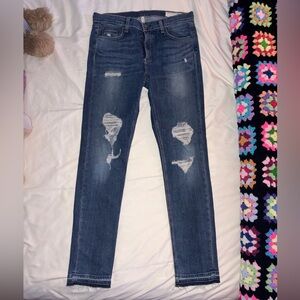 rag & bone Distressed Skinny Jeans in Blue